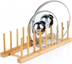 Bambusový stojan na pokrievky a taniere 34,5 × 12 × 12 cm