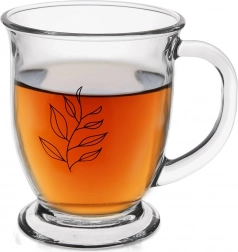 Sklenený hrnček 450 ml s motívom listu