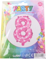 Nafukovací balónik číslo 8 ružový so srdiečkami