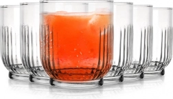 Sada pohárov 300 ml — 6 ks, číre rebrované sklo