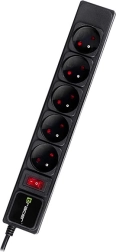 Napájacia lišta PowerGear 5m čierna 5 zásuviek