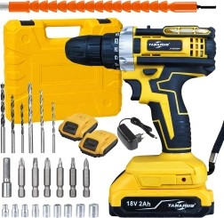Akumulátorová vŕtačka/skrutkovač 18 V s LED, 2× 2 Ah batérie a kufor s príslušenstvom
