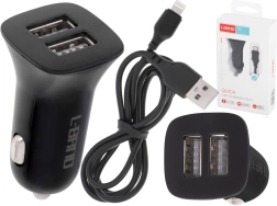 Rýchla duálna autonabíjačka 2x USB 2.1 A s káblom Lightning L-BRND