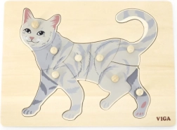 Drevené puzzle s úchytkami mačka VIGA montessori