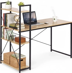 Písací stôl 120 × 60 cm s regálom a 3 policami v loft štýle ModernHome