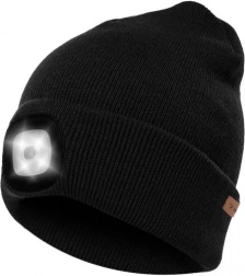 Zimná čiapka s LED svetlom USB - Čierna Beanie