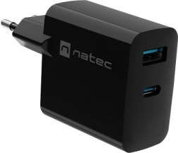 Natec Ribera GaN sieťová nabíjačka 1x USB-A + 1x USB-C 45W čierna