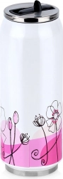 Termohrnček v tvare plechovky 500 ml s kvetinovým motívom