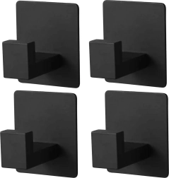 DA106 4x samolepiace čierne kúpeľňové háčiky