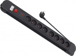 Predlžovacia prepäťová lišta 8 zásuviek 1,5 m s vypínačom, nástenná montáž