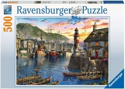 Ravensburger puzzle východ slnka v prístave – 500 dielikov