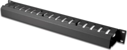 Organizér káblov 1U pre 19″ rack, káblový kanál, čierny RAL 9005