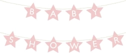 Baner na baby shower s hviezdičkami – Svetloružová