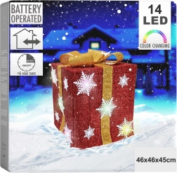 Svetiaci vianočný darček s LED, červený, 46 cm