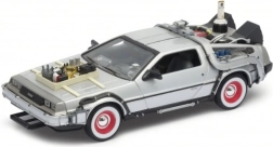 Kovový model auta DeLorean z filmu Návrat do budúcnosti III v mierke 1:24