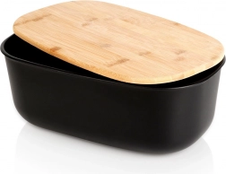 Chlebník s bambusovým vekom, čierny 39 × 23,5 × 15,5 cm VILDE