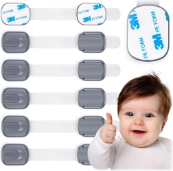 Detské bezpečnostné zámky na skrinky RICOKIDS, 6 ks, sivé