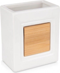 Kúpeľňový pohárik z dolomitu s bambusom biely