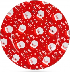 Červený podtácok pod tanier s motívom Santa, 33 cm
