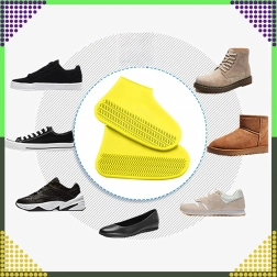 Vodotesné silikónové návleky na topánky, protišmykové, veľkosť M, žlté