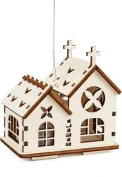 Drevený dvojkostolík so zavesením a LED sviečkou