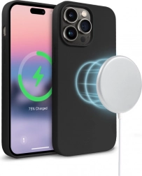 Magnetické silikónové puzdro pre iPhone 14 Pro Max s MagSafe, čierne