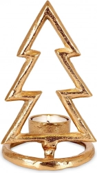 Zlatý hliníkový svietnik v tvare vianočného stromčeka 16 cm