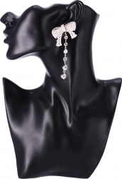 Dlhé náušnice s mašľou - strieborné