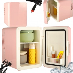 Elektrická prenosná mini chladnička 2v1 ružová 4L