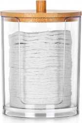 Dóza na kozmetické tampóny z akrylu s bambusovým viečkom 7 × 10 cm