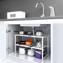 Nastaviteľná kuchynská organizačná polica