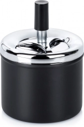 Kovová uzatvárateľná otočná popolníčka čierna 9,5 × 13 cm