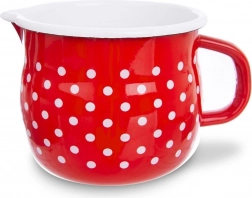 Smaltovaný hrnček s výlevkou červený s bodkami 1,9 l