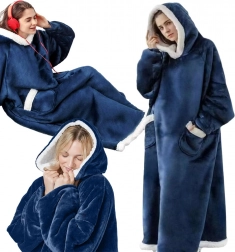 Hrejivá deková mikina s kapucňou - tmavomodrá