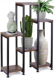Kvetinový stojan 6-úrovňový 70 cm – kov a drevo dekor