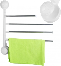 Otočný nástenný držiak na uteráky so 4 ramenami