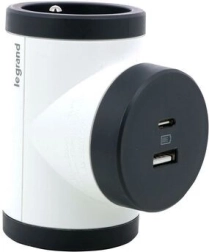 Otočný rozbočovač 2× zásuvka s kolíkom + USB A/C