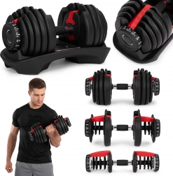 Nastaviteľná jednoručná činka 2,5–24 kg so stojanom ModernHome