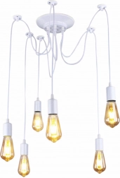 Biely stropný luster pavúk so 6 ramenami