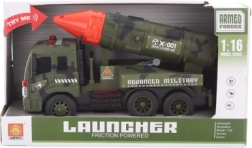 Vojenské auto s raketou na batérie