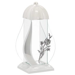 Lampáš na hrob M Ruža biely 39 cm