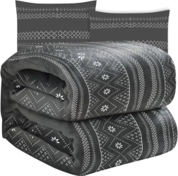 mäkká zimná deka s dvoma obliečkami na vankúš RUHHY, sivá 160 × 200 cm
