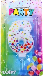 Párty sviečka číslo 6 s bodkami