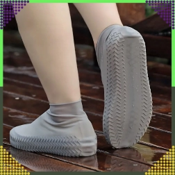 Vodeodolné silikónové návleky na topánky s protišmykovou podrážkou, veľkosť S, sivé