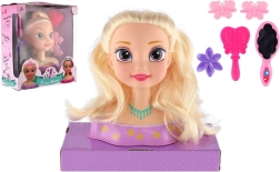 Česacia hlava blond s doplnkami