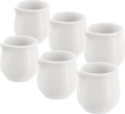 Porcelánové mini kanvičky na mlieko MONA, biela, 20 ml, sada 6 ks