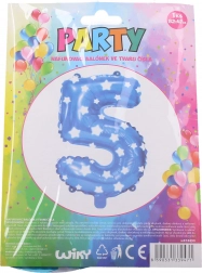 Nafukovací balónik číslo 5 modrý s hviezdičkami