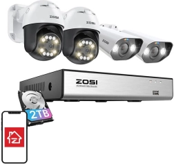Sada IP kamier ZOSI 2× C296 Wi‑Fi 5MP a 2× C182 Wi‑Fi 8MP s NVR 8 kanálov a 2TB HDD