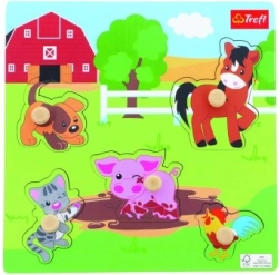 Drevená mini skladačka Farma, 5 dielikov