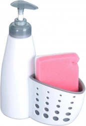 Dávkovač na umývací prostriedok s držiakom na hubku 370 ml, biely